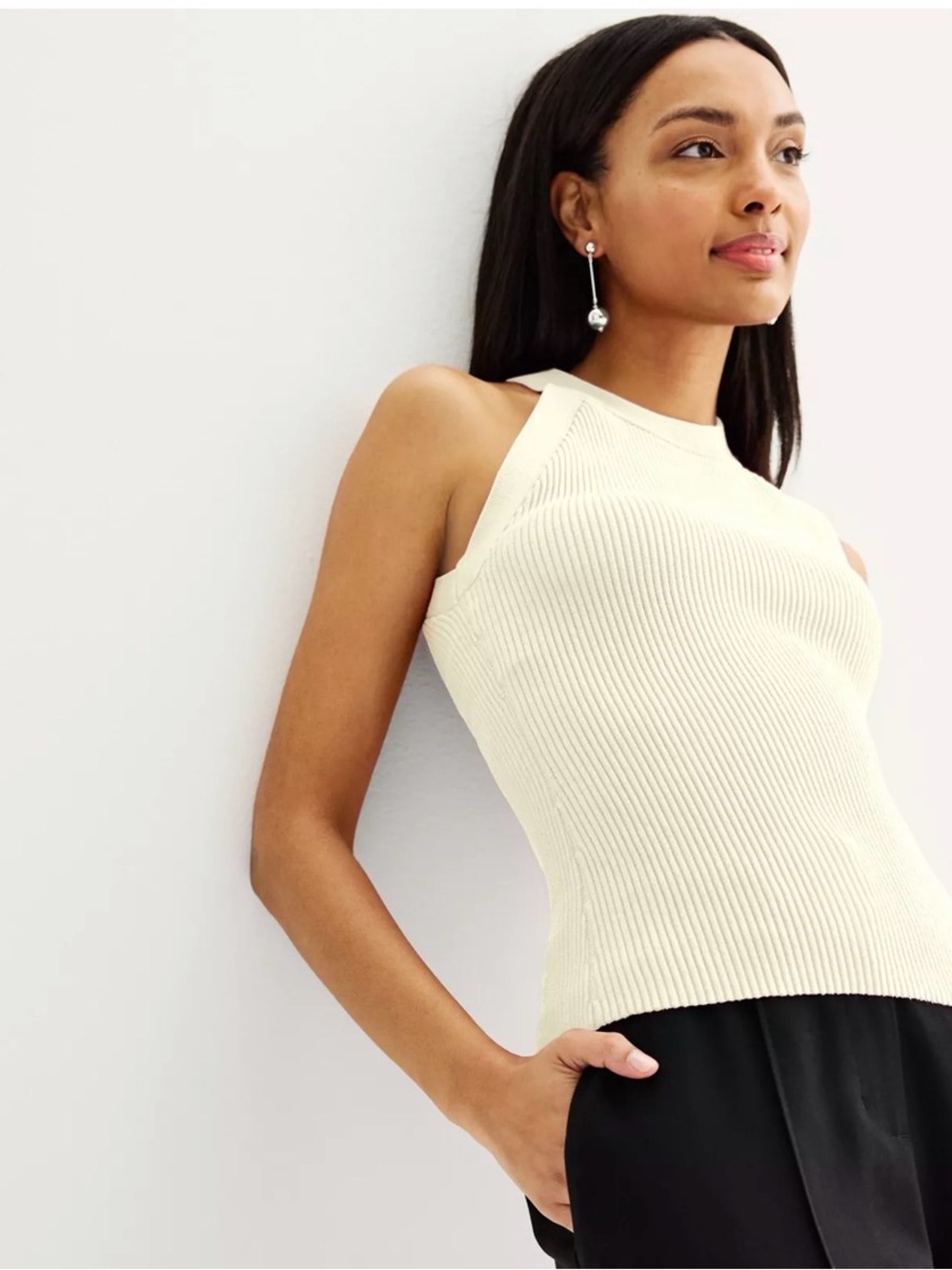 Nine West Ribbed  Halter mock neck tank top. XL